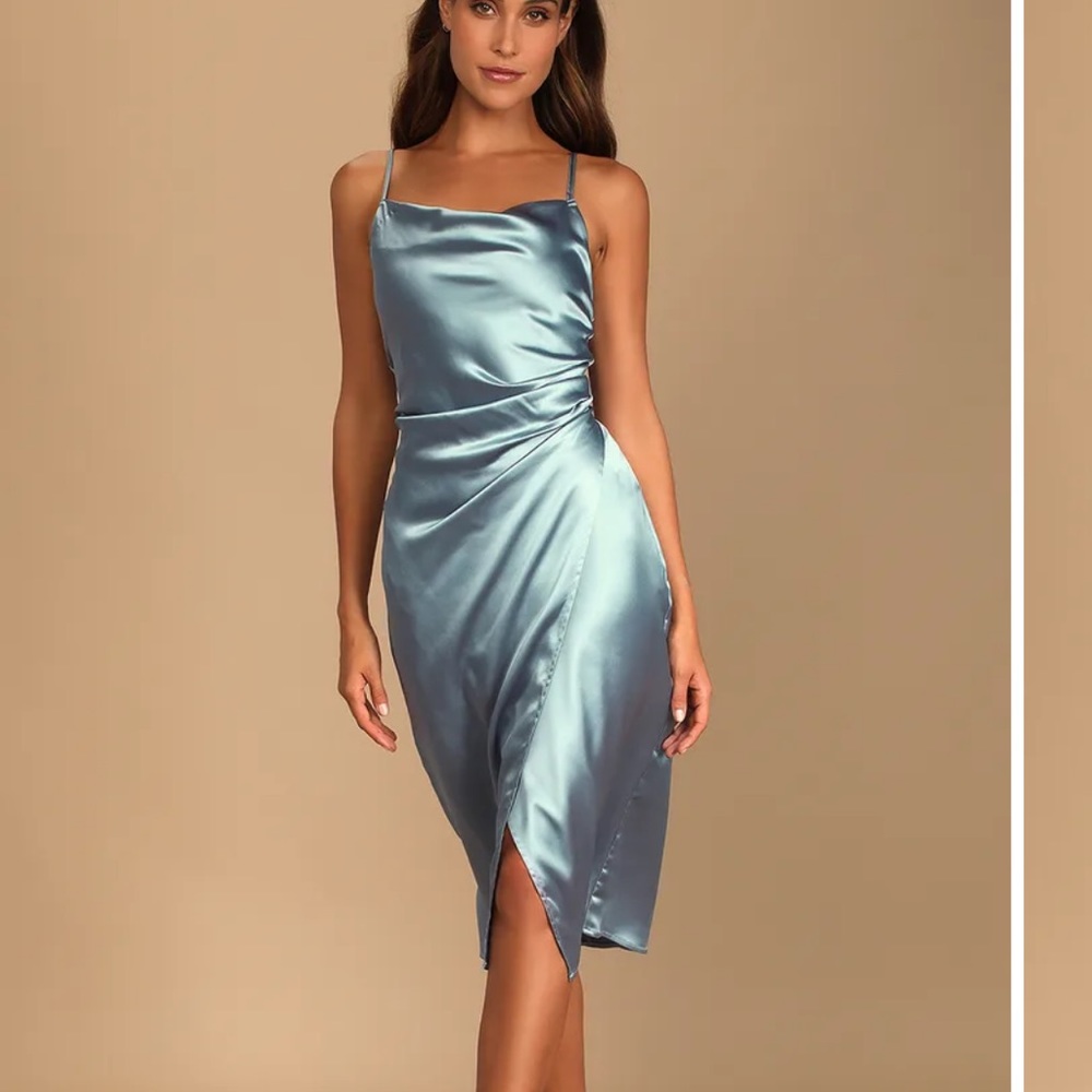 Lulu’s Hollywood Woman Satin Midi Dress
